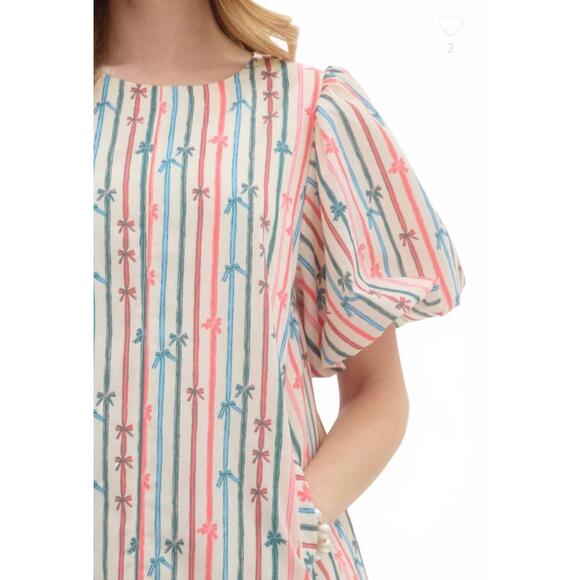 NEW ENTRO multi color bow print dress in multi - Picture 3 of 9